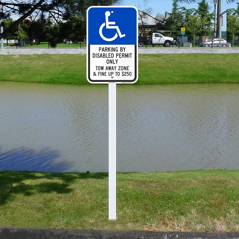 2-Pk Parking Disabled Permit Only Tow-Away Zone & Fine Up To $250 Sign, 12" x 18 - Picture 3 of 7
